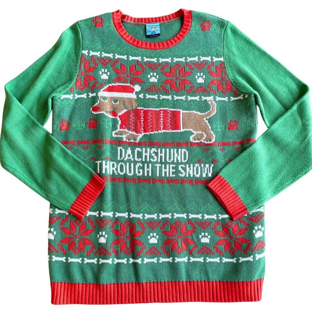 Dachshund‎ Through The Snow Christmas Holiday Sweater - Size Large